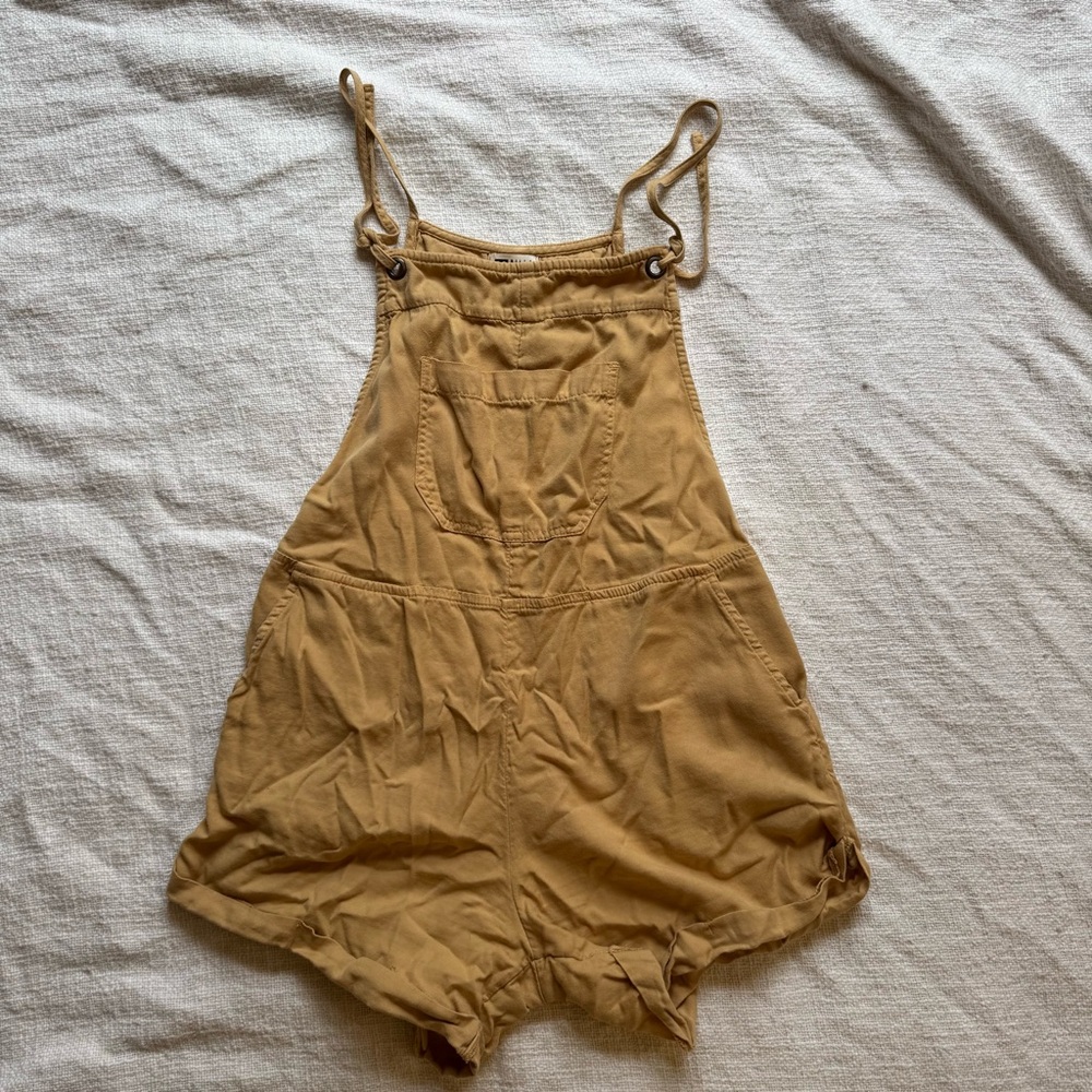 Tan Cotton Romper Overalls
